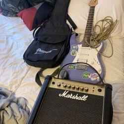 Ibanez Electric Guitar+Marshall Amplifier+instrument Cable+Fender Tuner