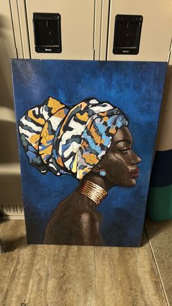 African Woman Portrait Acrylic Canvas Painting
