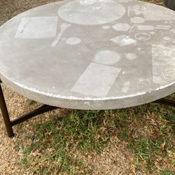 Stratus Grey 49" Wide Round Concrete Top & Metal Base Coffee Table