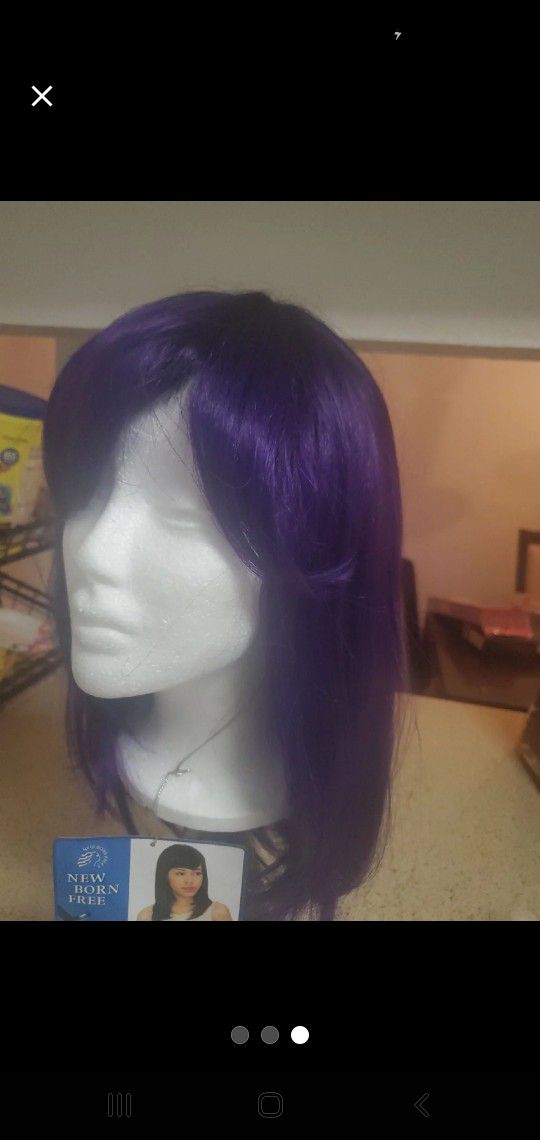 Purple Human Blended Wig