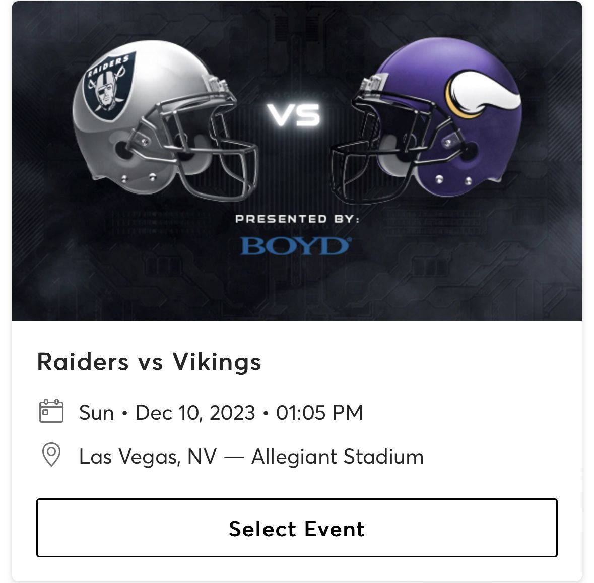 Raiders Tickets