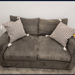 Gray Square Arm Sofa Love Seat