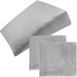 2-Pack Wedge Pillow (Light Gray, 24” x 11” x 7”) gray