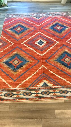 8 X 10 southwestern aztec red blue area rug