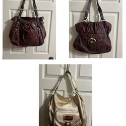 Brown / Gold Leather Purses - Sold Separately