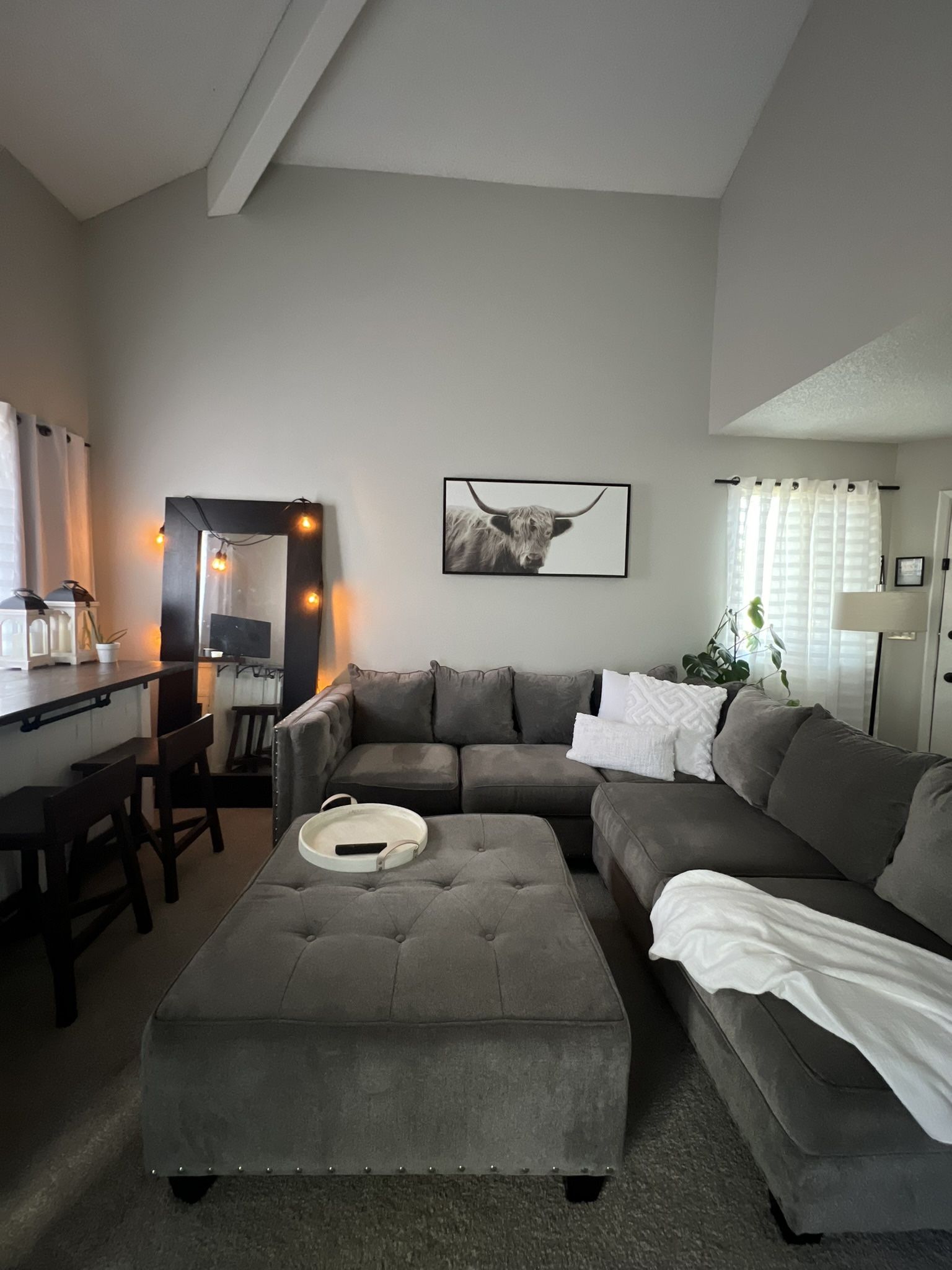 Lightly Used Gray Sectional With Ottoman