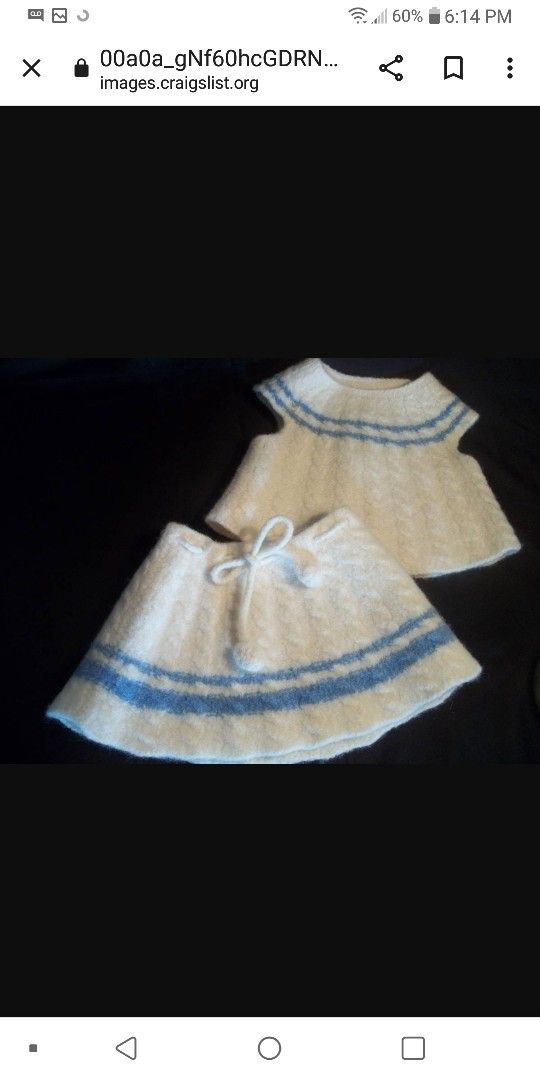 Vtg Handmade Crochet Boiled Wool THICK Sweater Top Skirt Outfit 18-24M