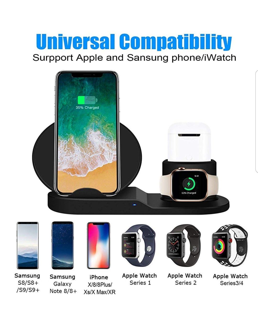 Iphone Wireless Charger, 3 in 1 Wireless Charging Dock for Apple