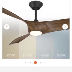Zephyr 52 in. Smart Indoor/Outdoor 3-Blade Ceiling Fan Matte Black Distressed Koa with 3000K LED and Remote Control New in box 
