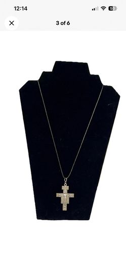 Vintage San Damiano Crucifix Cross Italian Pendant On Leather Cord  #christian