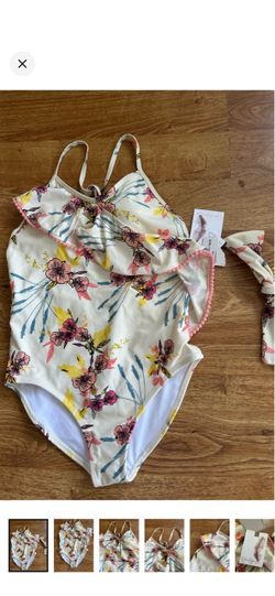 NEW! Jessica Simpson Girl’s Bathing Suit with matching hair accessory