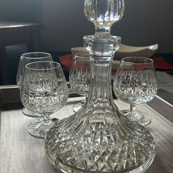 Lismore Waterford - Ships Decanter And 4 Brandy Snifters