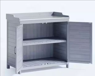💝 Lofka
38.6 in. W x 18.9 in. D x 37.4 in. H Wood Outdoor Storage Cabinet, Metal Tabletop Outdoor