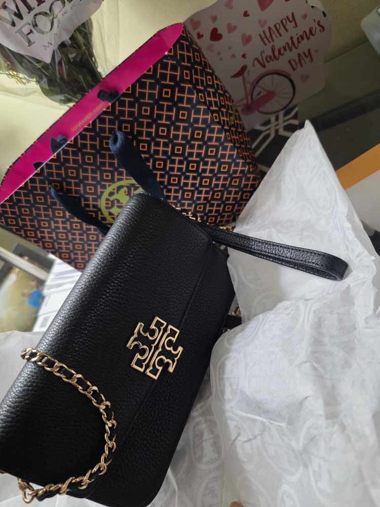 Brand New Tory Burch Black Leather Crossbody – Never Used
