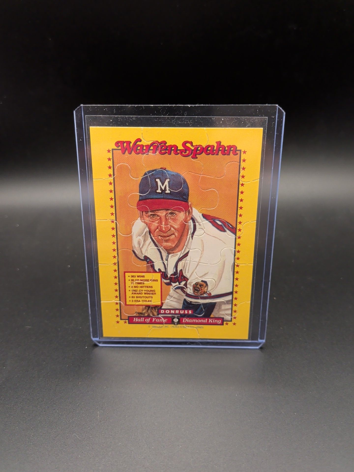 1989 Leaf Warren Spahn Puzzle Card Donruss Diamond King Braves ๐ฅ