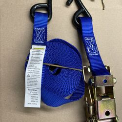 1”x 15’ Ratchet Strap With Vinyl Coated S Hooks