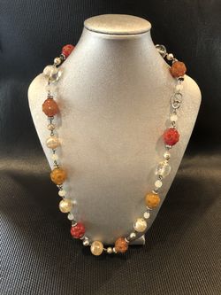 Vintage beaded necklace- Galalith