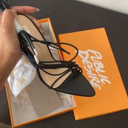 Black Ankle Tie Public Desire Heels