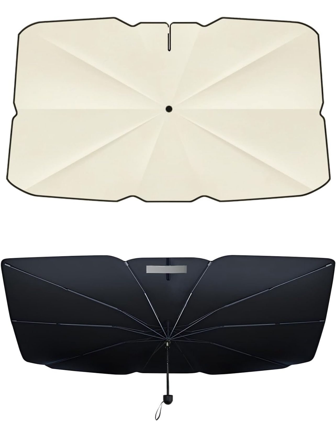 [2025 Upgrade] Retractable Windshield Sun Shade for Car, Umbrella Sunshade for Car Windshield Protect Vehicle from Sun Rays & Heat Damage Medium (57" 