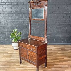 Antique Victorian Eastlake Tiger Oak Hall Stand with Mirror, c.1920’s
- Delivery Available