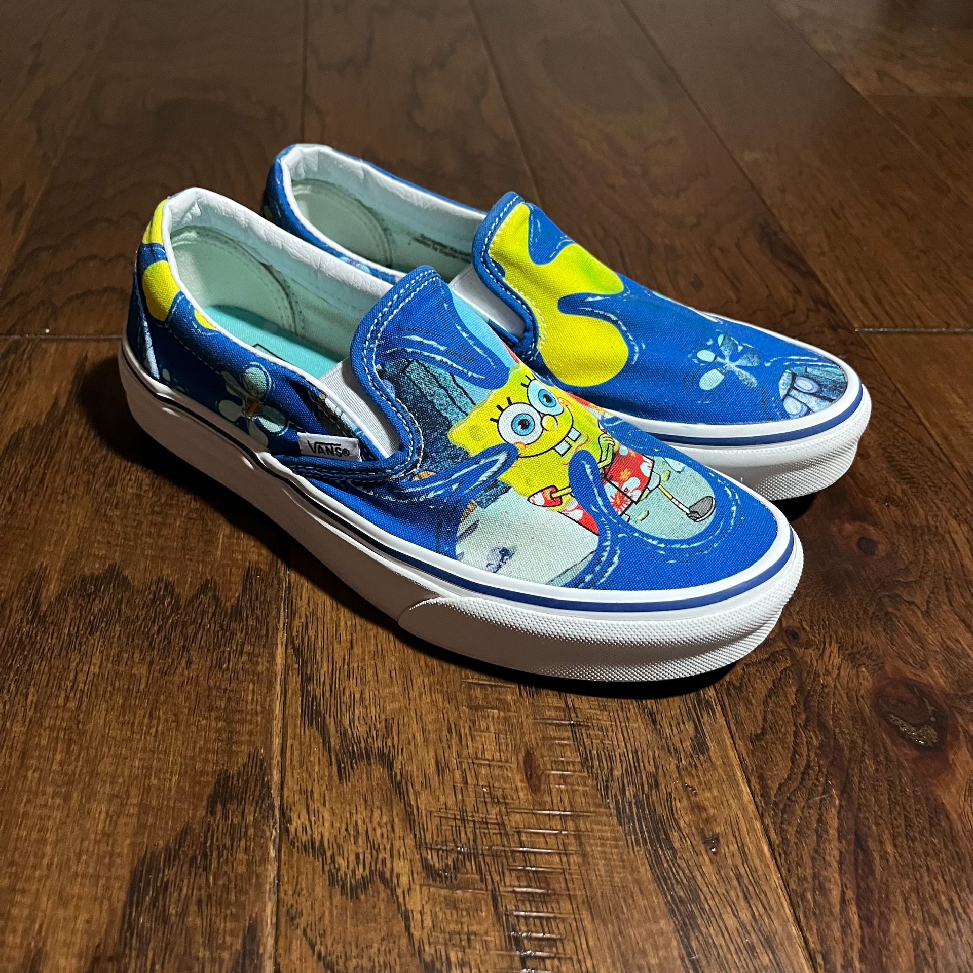 Vans SpongeBob SquarePants Alohabob Classic Slip On Sneakers Blue Yellow Hawaii