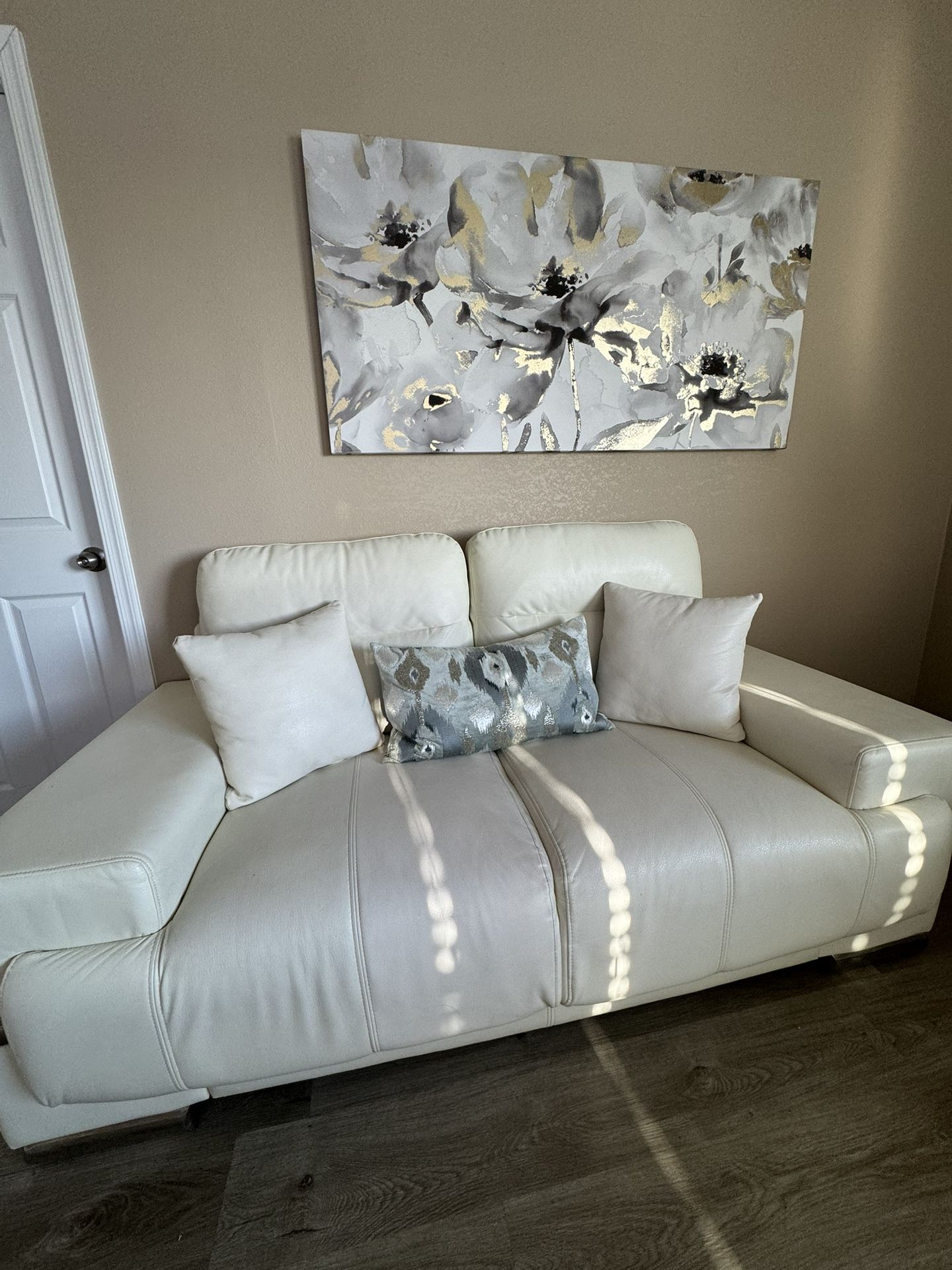 White Faux Leather Couch Set 