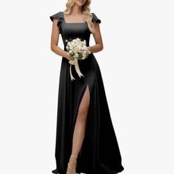 Black Satin Dress Size 20 (Never Worn)