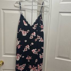 Medium black dress with pink flowers
