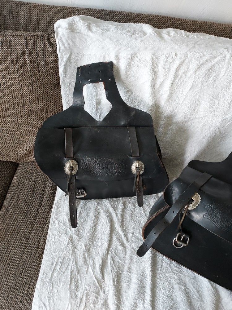 Leather Saddle Bags.