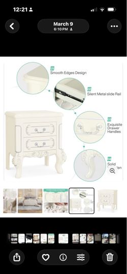 White French-Style 3-Drawer Nightstand