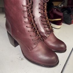 Patricia Nash Sicily Leather Leather Lace Up Boots Size 9 