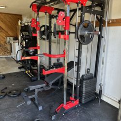 Smith Machine 200 | Adjustable Bench | 245lb Cast Iron Olympic Weights | 7ft Olympic Bar | Fitness | Gym Equipment | FREE DELIVERY/INSTALLATION 🚚 🛠️