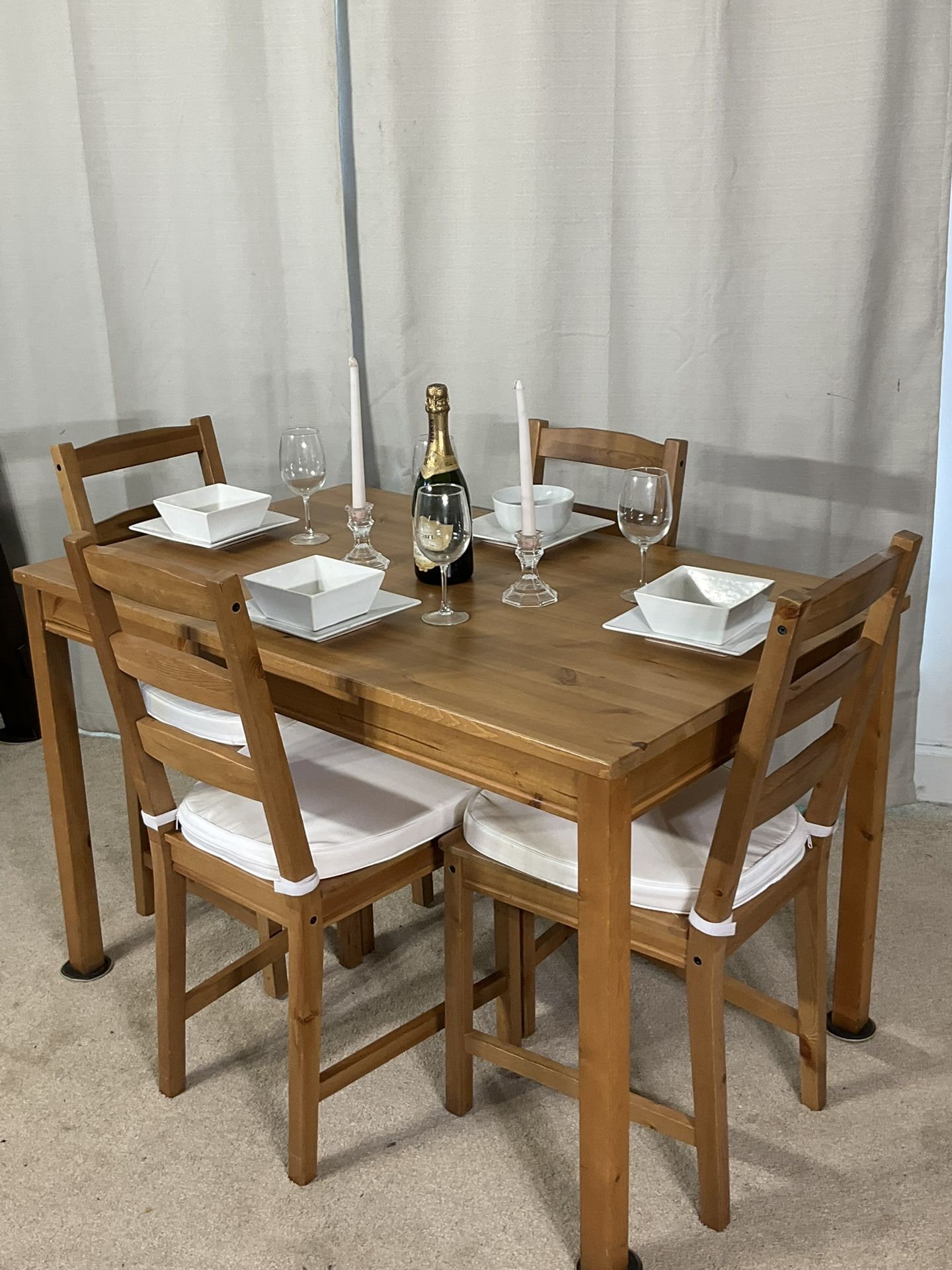 COMPACT Kitchen Dining Table With 4 Chairs &Seat Cushions IKEA