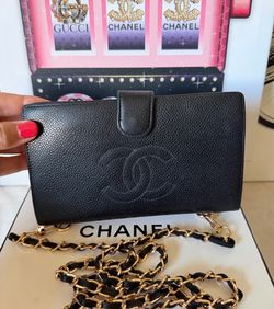 CHANEL Timeless Black Leather Long Wallet