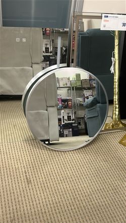 Round Wall Mirror - 24 Inch - Silver Frame - New
