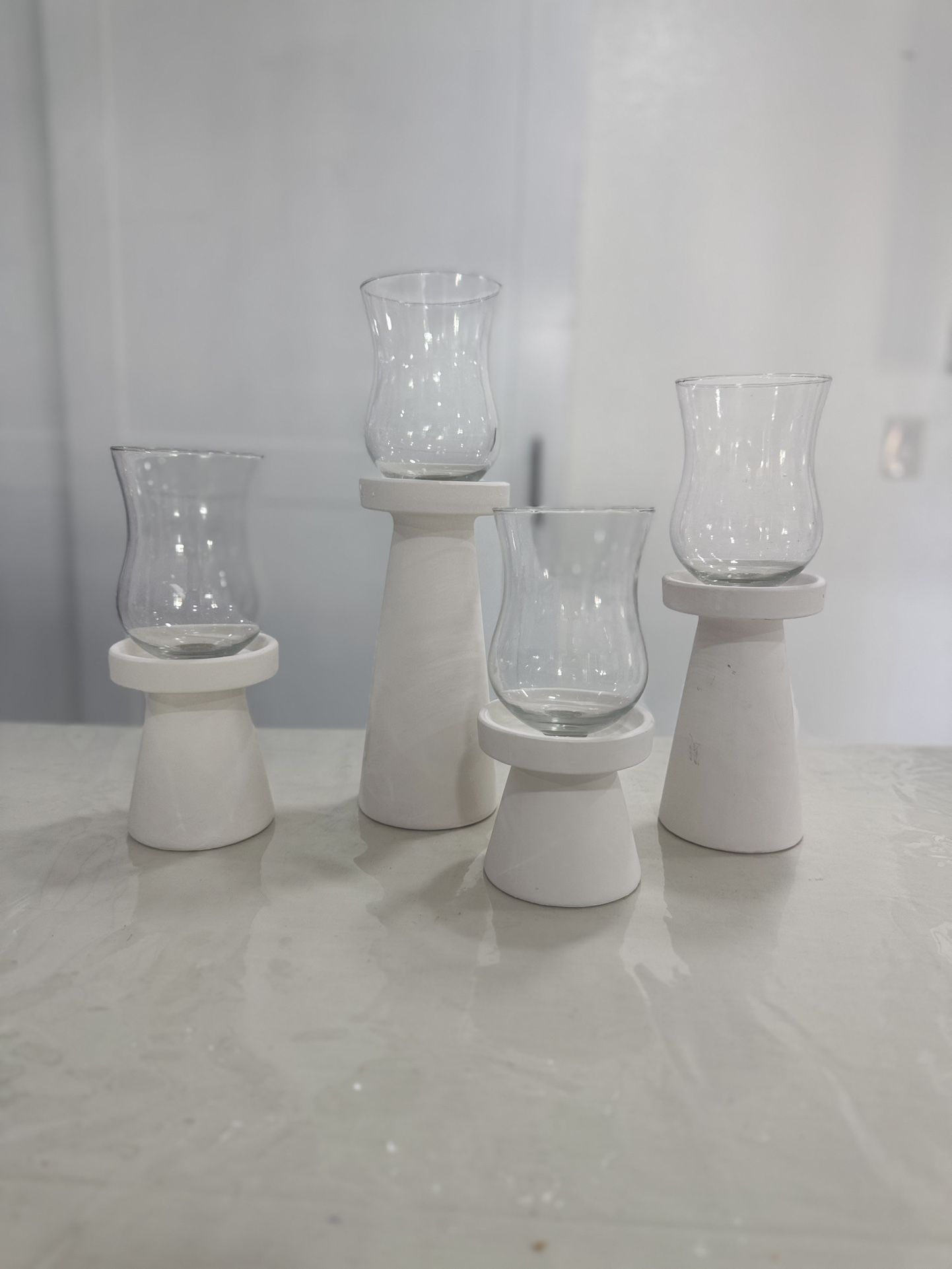 Ceramic Pillard Candle Holder -set Of 4