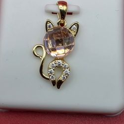 🐱 Gold-Tone Cat Pendant | Solid 925 Sterling Silver 🐱