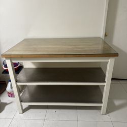 IKEA KITCHEN ISLAND TABLE WITH CUSTOM GLASS TOP