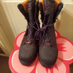 Timberland Pro Men's Steel Toe Black And Brown Leather Boots. 