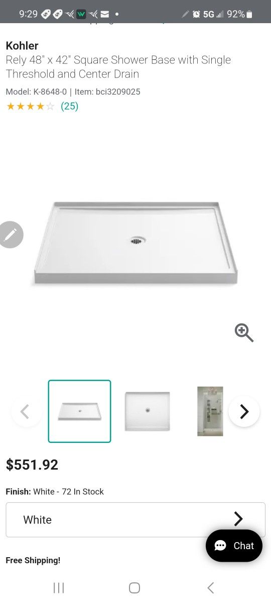 Kohler Shower Base