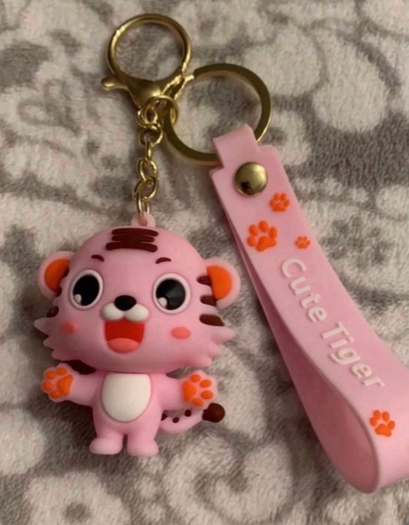 Cute Pink Tiger Doll Pendant KeyChain
