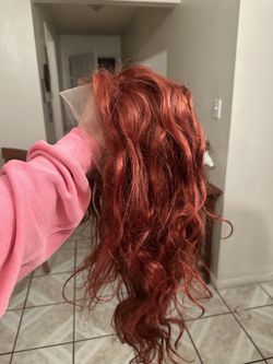 24in red burgundy human hair wig. Price firm.