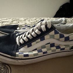 VANS OLD SKOOL BLUE WHITE CHECKERS