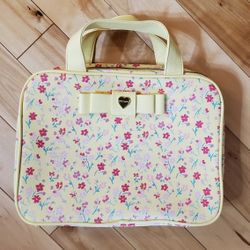NEW Betsey Johnson Yellow Floral Travel Cosmetic Bag