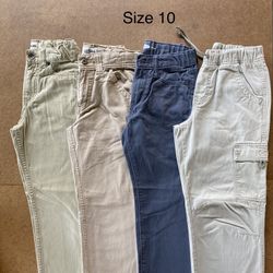 Size 10 - Boys Khaki & Gray Pants (4)