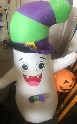 Halloween Inflatable Ghost with Witch Hat