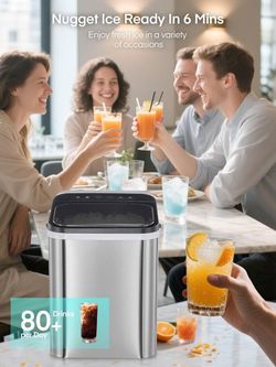 Nugget Ice Maker Countertop, 55lbs/24H Chewable Pellet Ice Machine with Self-Cleaning