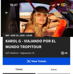 Karol G (VIP TICKETS) Viajando Por El Mundo Tour Sofi Stadium