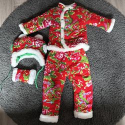 Toddler Girl Floral Winter Outfit Set 4-5T