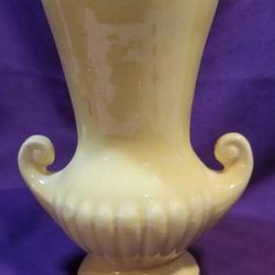 Vintage Mid Century Yellow McCoy Double Handle Urn Vase 6" Tall